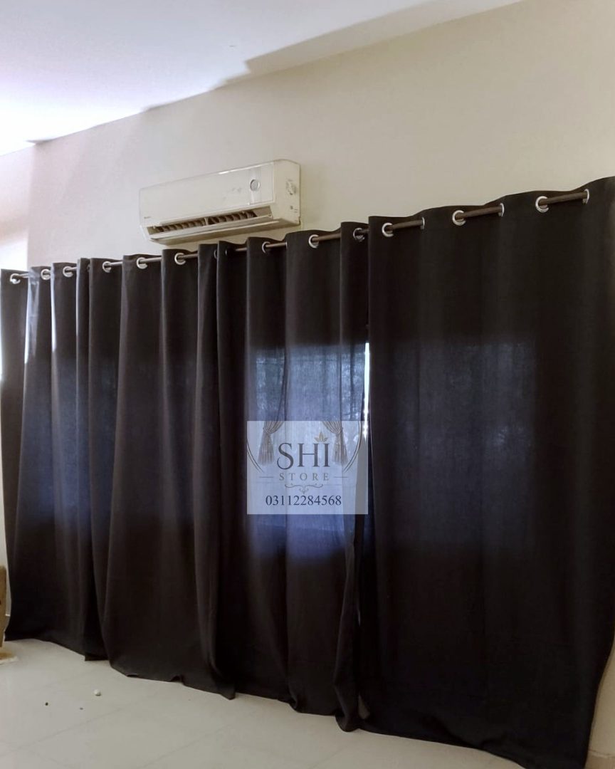 Charcoal grey cotton duck curtains, photo 1