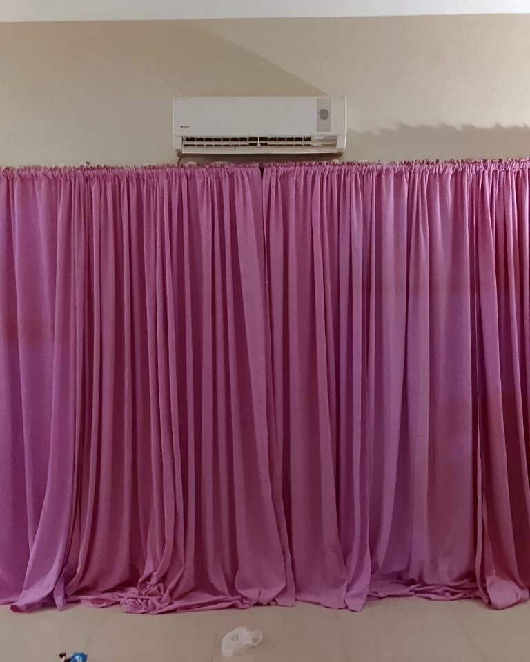 Pink cotton duck curtains, photo 1