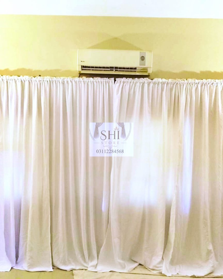 White cotton duck curtains, photo 1